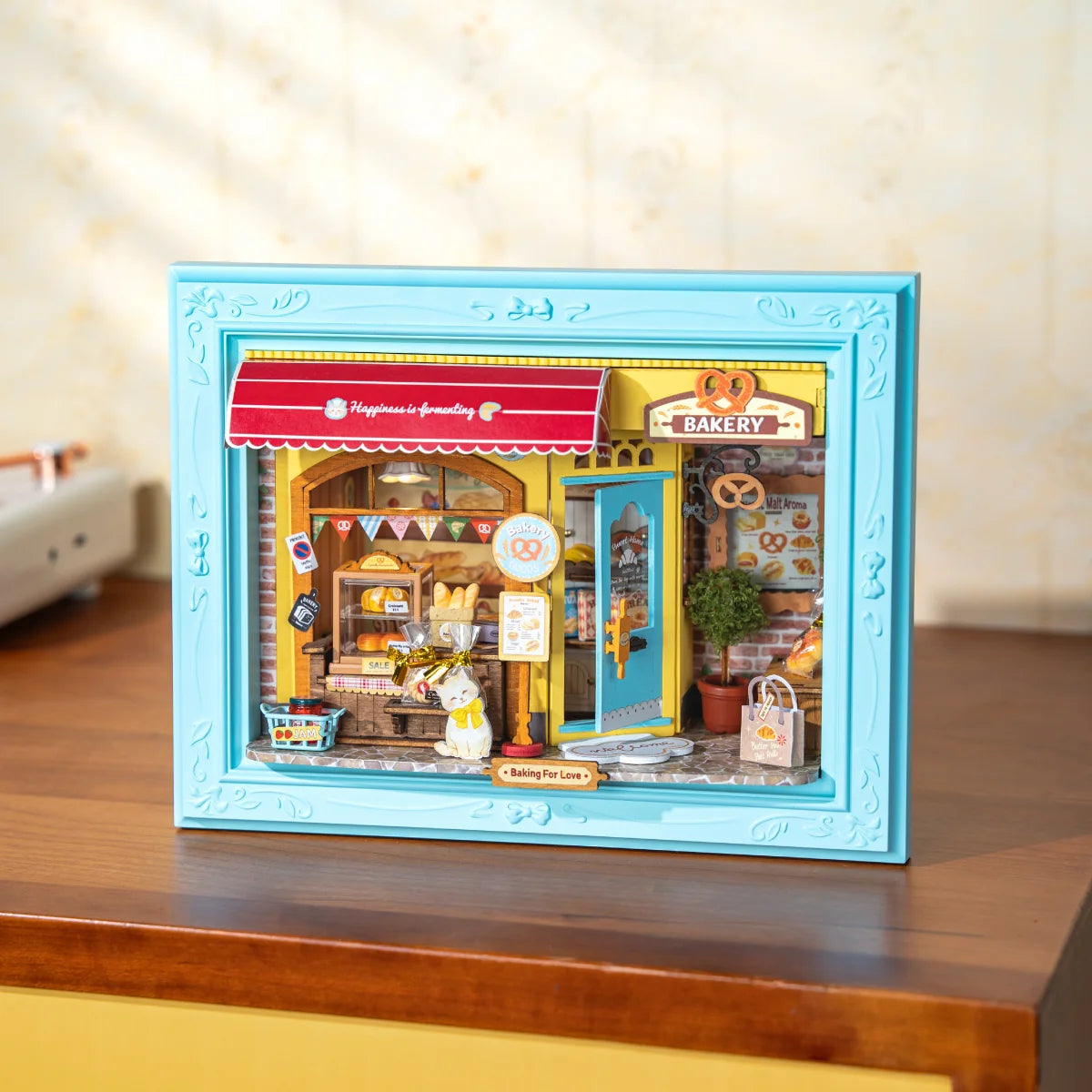 Piekarnia Fluffy Cat Bakery Rolife DP001 – wymiary modelu: 21,8 x 11,8 x 16,8 cm