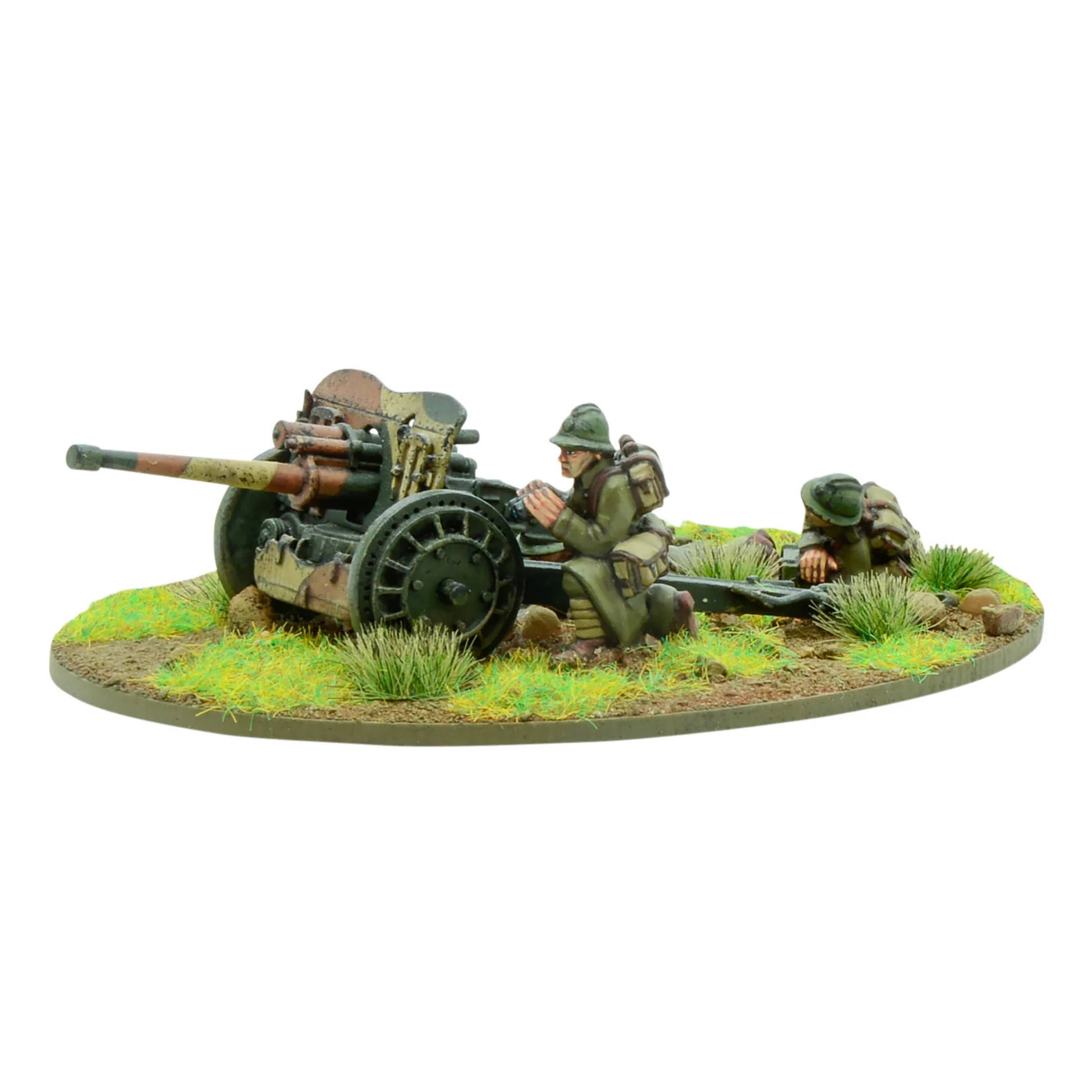 French Army 47mm Medium Anti-Tank Gun – pudełko zestawu Warlord Games, działo 47mm z obsługą na podstawce MDF, Bolt Action 28mm

