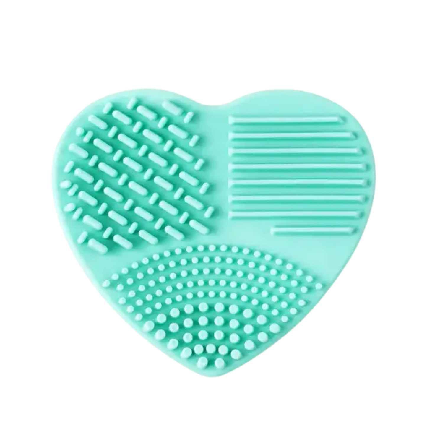 Soft Silicone Brush Cleaner Golden Maple – miętowy silikonowy czyścik do pędzli malarskich w kształcie serca, 3 strefy czyszczące, widok z góry
