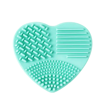 Soft Silicone Brush Cleaner Golden Maple – miętowy silikonowy czyścik do pędzli malarskich w kształcie serca, 3 strefy czyszczące, widok z góry
