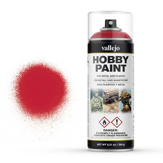 `Vallejo Hobby Paint Gory Red 28.029 - intensywna krwistoczerwona farba w sprayu 400ml do malowania figurek i modeli z plastiku i metalu - Vallejo`
