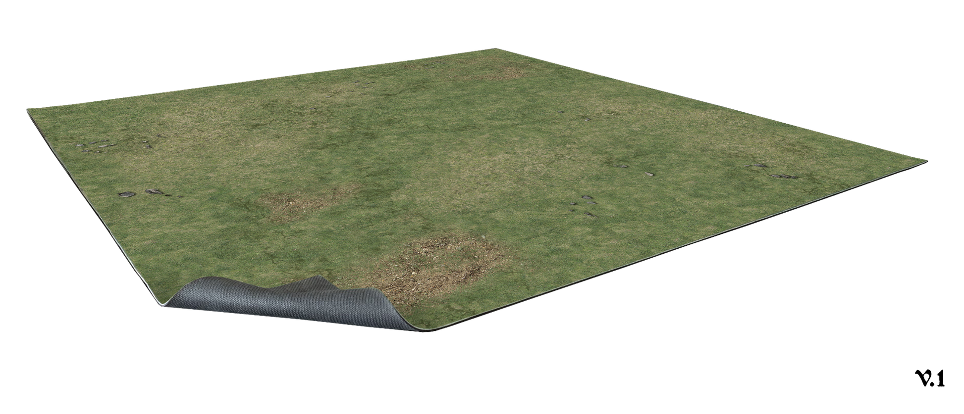 Grassy Fields – Mata do gry 2'x2' z gridem Mousepad Battle Systems – widok ogólny zielonej łąki z siatką 1"/25mm