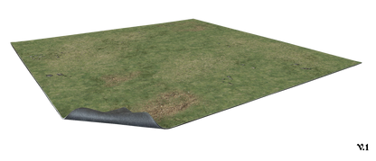 Grassy Fields – Mata do gry 2'x2' z gridem Mousepad Battle Systems – widok ogólny zielonej łąki z siatką 1"/25mm