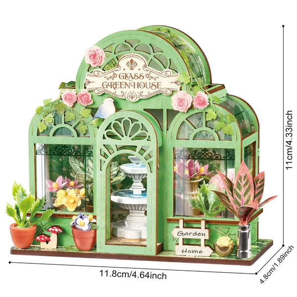 Szklarna Green Fountain Garden Rolife DS049 – składanie miniaturowych elementów modelu rękami z instrukcją