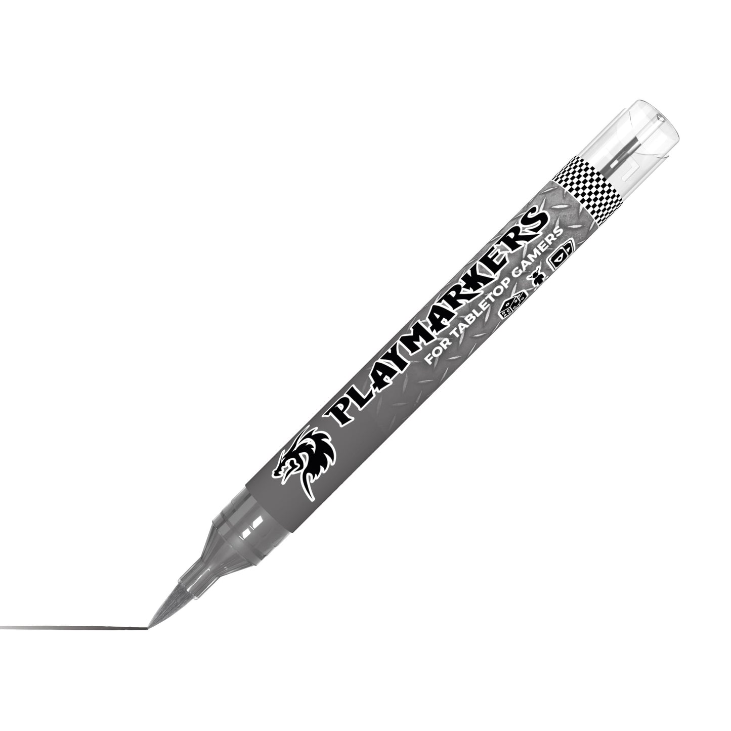 Gun Metal AKM001 AK Interactive Playmarker marker ukośnie z końcówką pędzelkową - metaliczny szary marker akrylowy do figurek Warhammer i gier tabletop - AK Interactive

