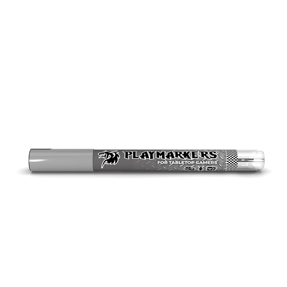 Gun Metal AKM001 AK Interactive Playmarker widok boczny - metaliczny szary marker akrylowy Playmarkers for Tabletop Gamers - AK Interactive

