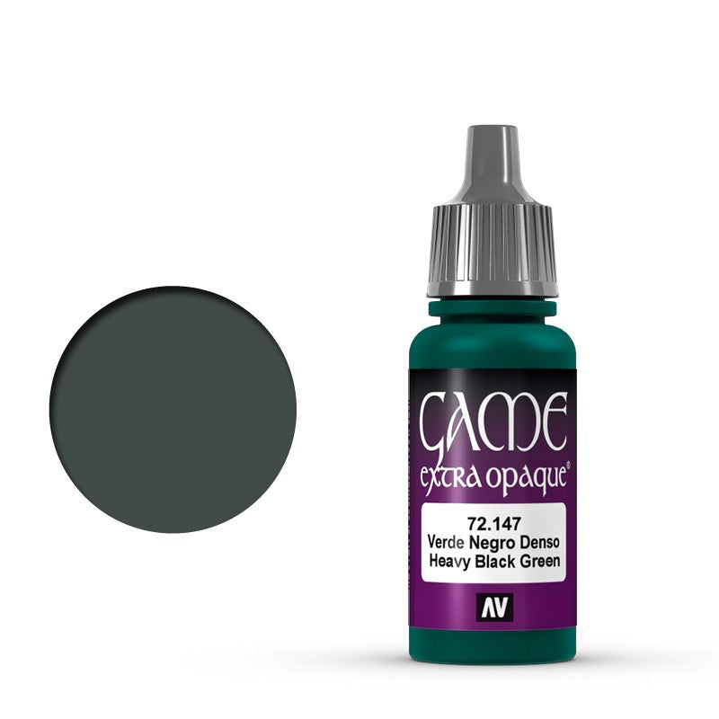 Vallejo Game Color Extra Opaque Heavy Black Green 72.147 - kryjąca ciemnozielona farba akrylowa 17ml do malowania figurek i miniatur fantasy - Vallejo