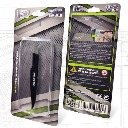 Hobby Line Engraver - opakowanie blistrowe GSW przód i tył z instrukcją użycia i ostrzeżeniami bezpieczeństwa | Green Stuff World
