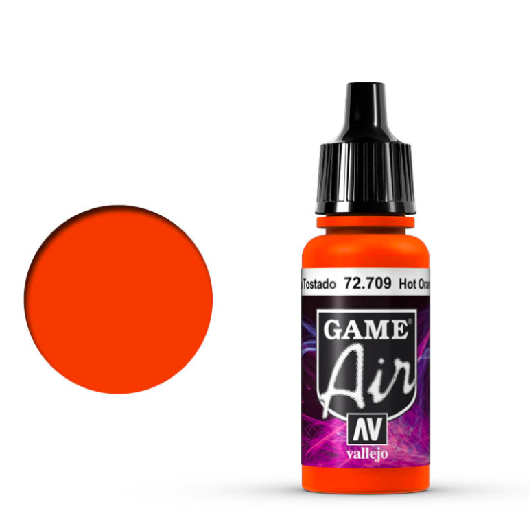 Vallejo Game Air Hot Orangen 72.709 intensywna czerwono-pomarańczowa farba akrylowa 17ml do aerografu do malowania figurek i miniatur fantasy0 Vallejo