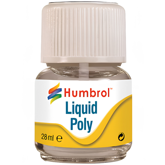 Humbrol Liquid Poly – butelka 28ml płynnego kleju modelarskiego z wbudowanym pędzelkiem do modeli z polistyrenu
