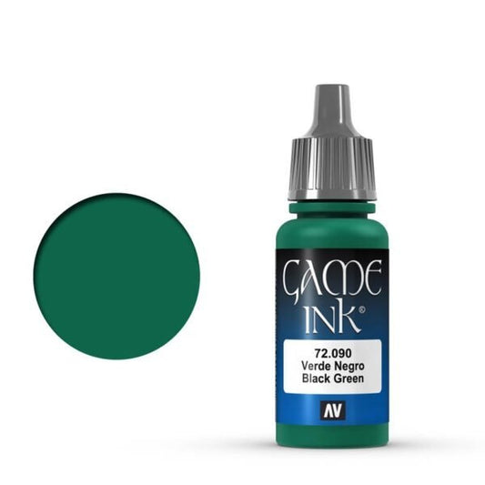 Vallejo Game Color Ink Black Green 72.090 - ciemnozielony tusz akrylowy 17ml do cieniowania i glazurowania figurek fantasy - Vallejo