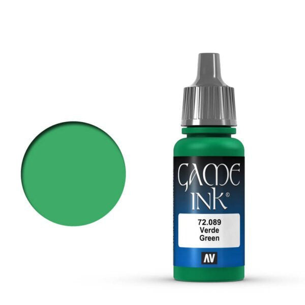Vallejo Game Color Ink Green 72.089 - intensywny zielony tusz akrylowy 17ml do cieniowania i glazurowania figurek fantasy - Vallejo
