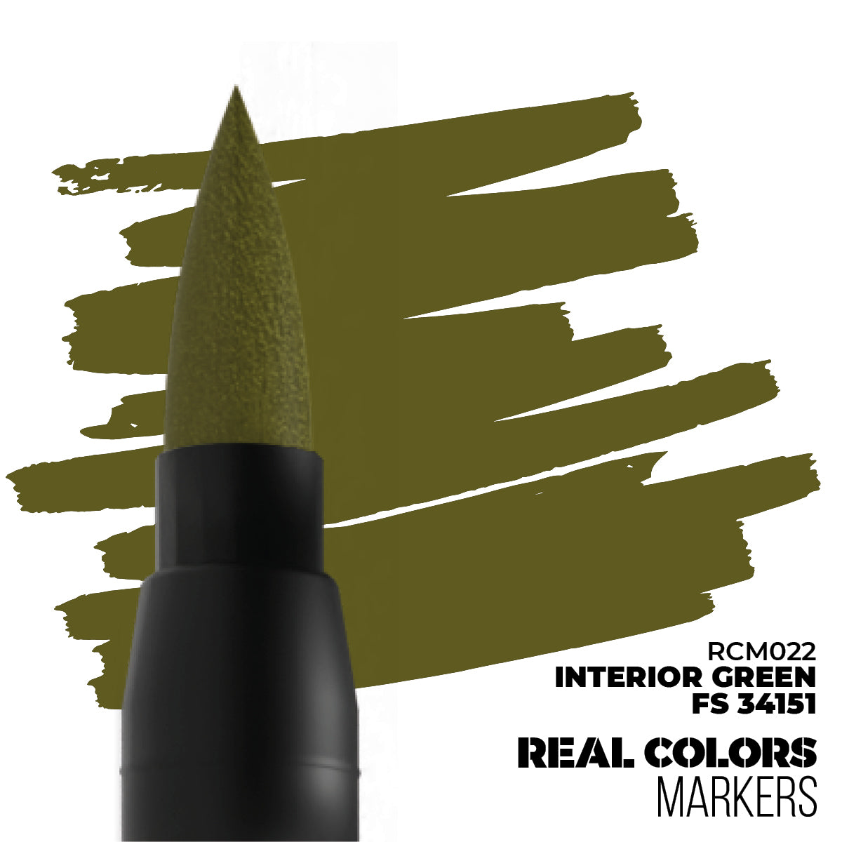 Interior Green FS 34151 RCM022 AK Interactive Real Colors Marker - oliwkowy zielony marker akrylowy do wnętrz amerykańskich pojazdów wojskowych - AK Interactive
