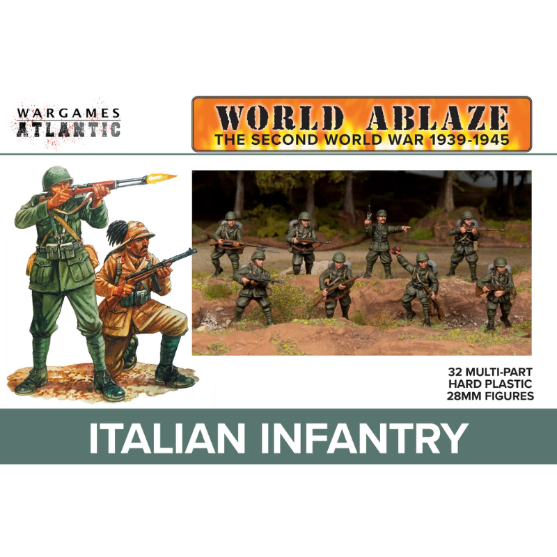 Italian Infantry pudełko Bolt Action Wargames Atlantic WAAWA003 – 32 figurki plastik 28mm

