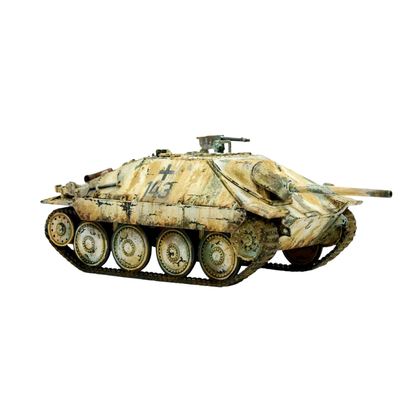 Jagdpanzer 38(t) Hetzer - Bolt Action 1/56 28mm - niszczyciel czołgów z armatą 75mm Pak 39 L/48 w zimowym kamuflażu z efektami weathering - Gebirgs-Panzerjager-Abteilung 95 Czechy styczeń 1945 - Warlord Games