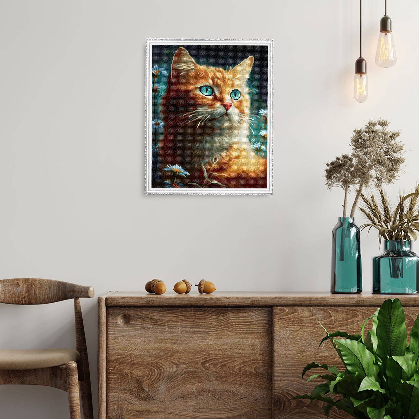 Mozaika diamentowa 5D Rudy Kot 40×50 cm Värvikas LG337e – gotowy obraz w ramce na ścianie
