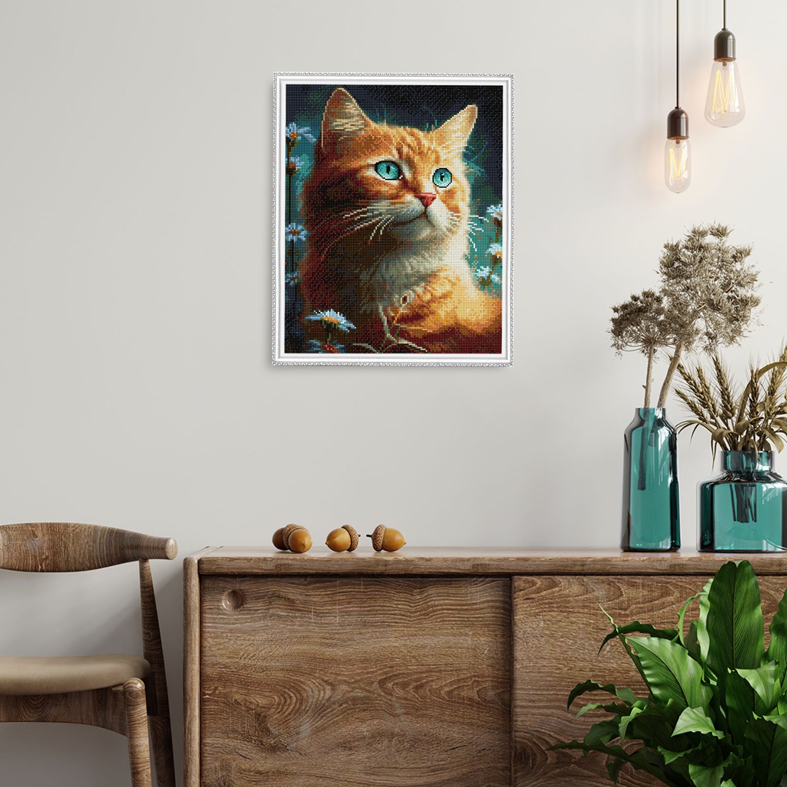 Mozaika diamentowa 5D Rudy Kot 40×50 cm Värvikas LG337e – gotowy obraz w ramce na ścianie
