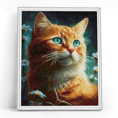 Mozaika diamentowa 5D Rudy Kot 40×50 cm Värvikas LG337e – ukończony obraz w białej ramce
