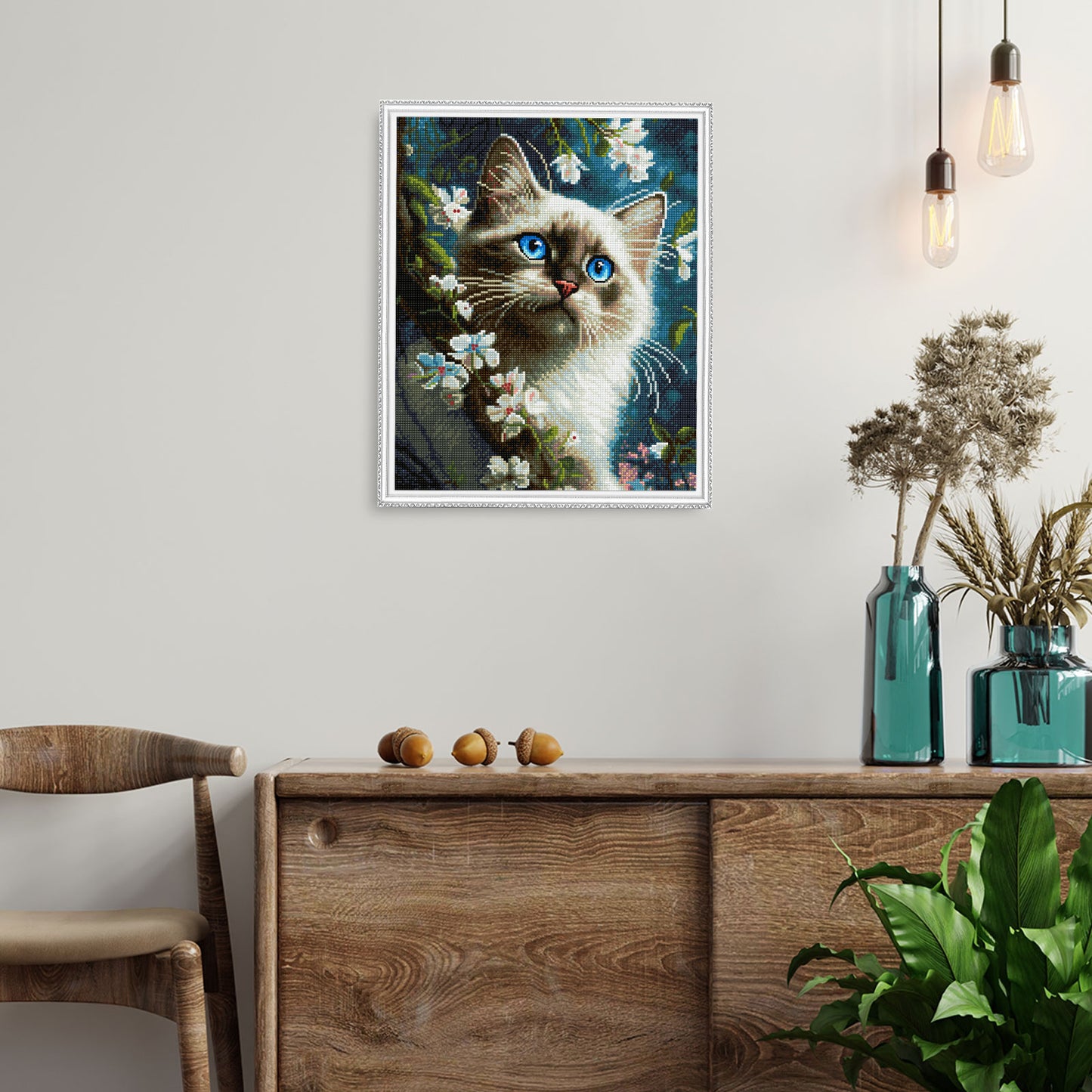 Mozaika diamentowa 5D Kocia Harmonia 40×50 cm Värvikas LG338e – gotowy obraz w ramce na ścianie
