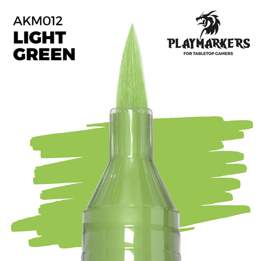 Light Green AKM012 AK Interactive Playmarker końcówka pędzelkowa z próbką koloru - soczysta jasna zieleń marker akrylowy do malowania figurek tabletop - AK Interactive
