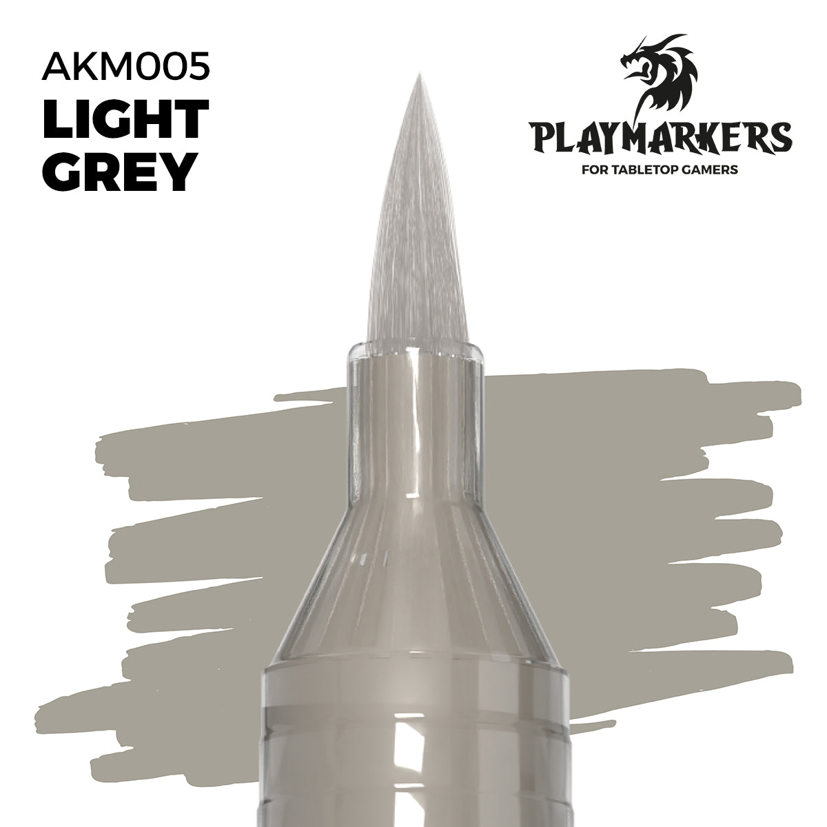 Light Grey AKM005 AK Interactive Playmarker końcówka pędzelkowa z próbką koloru - delikatny jasnoszary marker akrylowy do malowania figurek tabletop - AK Interactive
