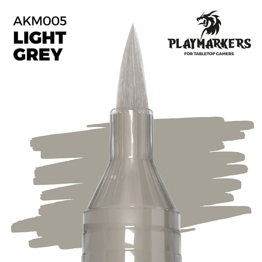 Light Grey AKM005 AK Interactive Playmarker końcówka pędzelkowa z próbką koloru - delikatny jasnoszary marker akrylowy do malowania figurek tabletop - AK Interactive
