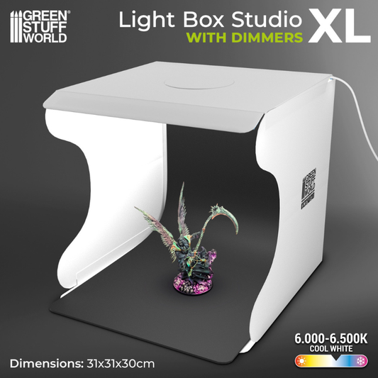 Lightbox Studio XL 3584 – Green Stuff World – porównanie rozmiarów: Light Box Studio 21x21x21cm vs Light Box Studio XL 31x31x30cm