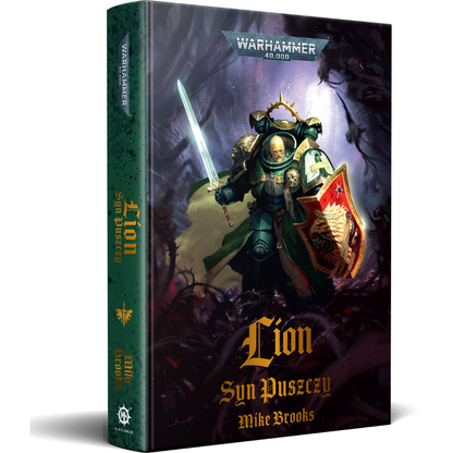 Lion: Syn Puszczy – Mike Brooks, Warhammer 40,000, oprawa zintegrowana z zielonym grzbietem, widok książki z boku
