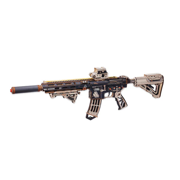Karabinek M416 Carbine Justice Guard ROKR LQB02 – gotowy model z akcesoriami: lunetą, tłumikiem, uchwytem i magazynkiem