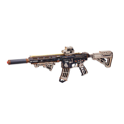 Karabinek M416 Carbine Justice Guard ROKR LQB02 – gotowy model z akcesoriami: lunetą, tłumikiem, uchwytem i magazynkiem