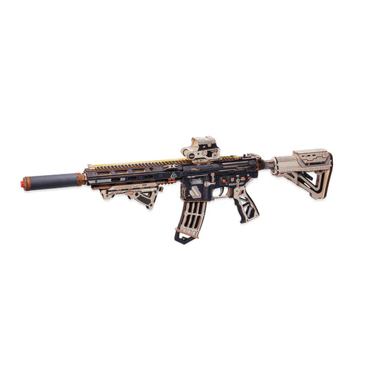 Karabinek M416 Carbine Justice Guard ROKR LQB02 – gotowy model z akcesoriami: lunetą, tłumikiem, uchwytem i magazynkiem