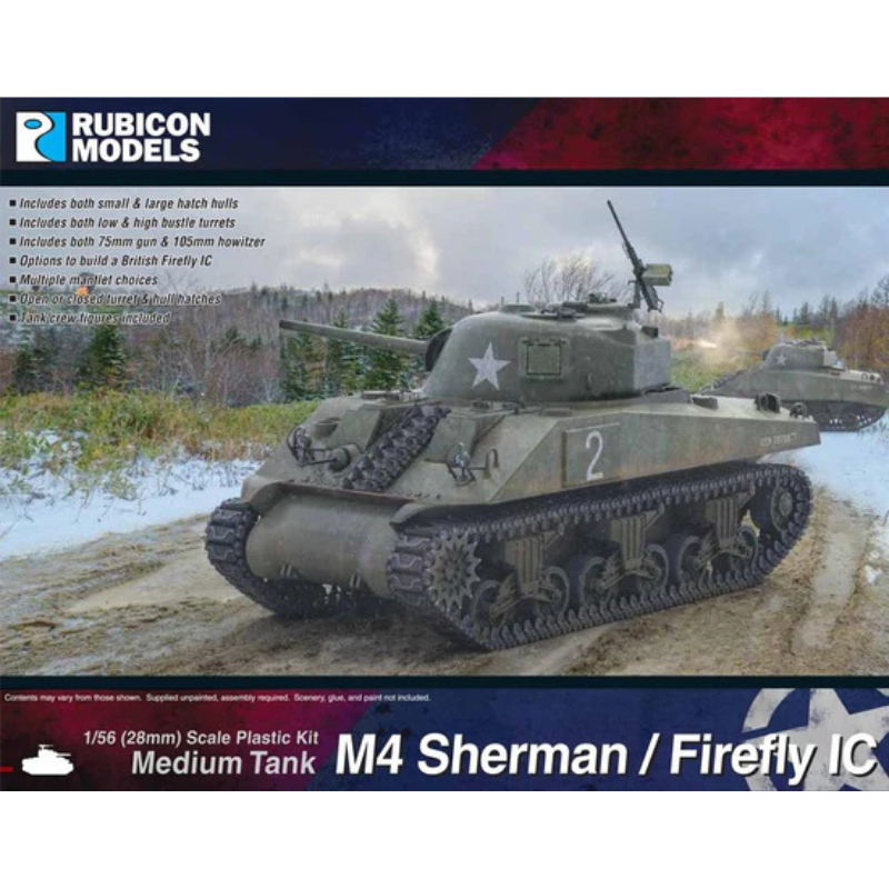 M4 Sherman / Firefly IC – Rubicon Models 280060, pudełko, skala 1:56, Bolt Action WWII
