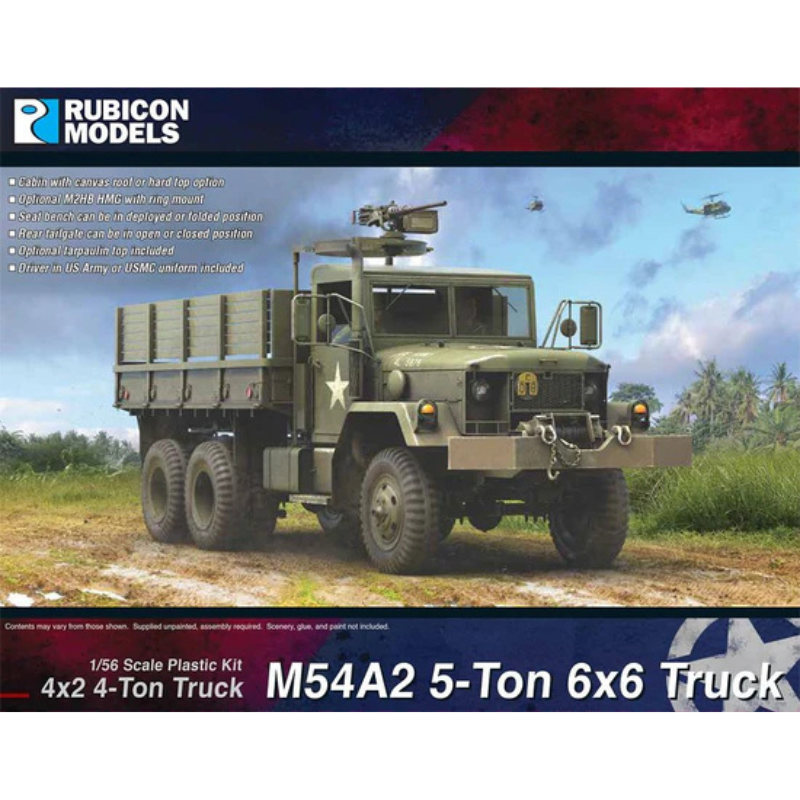 M54A2 5-Ton 6x6 Truck Rubicon Models – pudełko, model 28mm z HMG M2HB, 280133