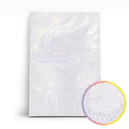 Indygo Dragon MC1159e - płótno lniane z ponumerowanymi konturami zbliżenie - malowanie po numerach 20x30 cm Värvikas