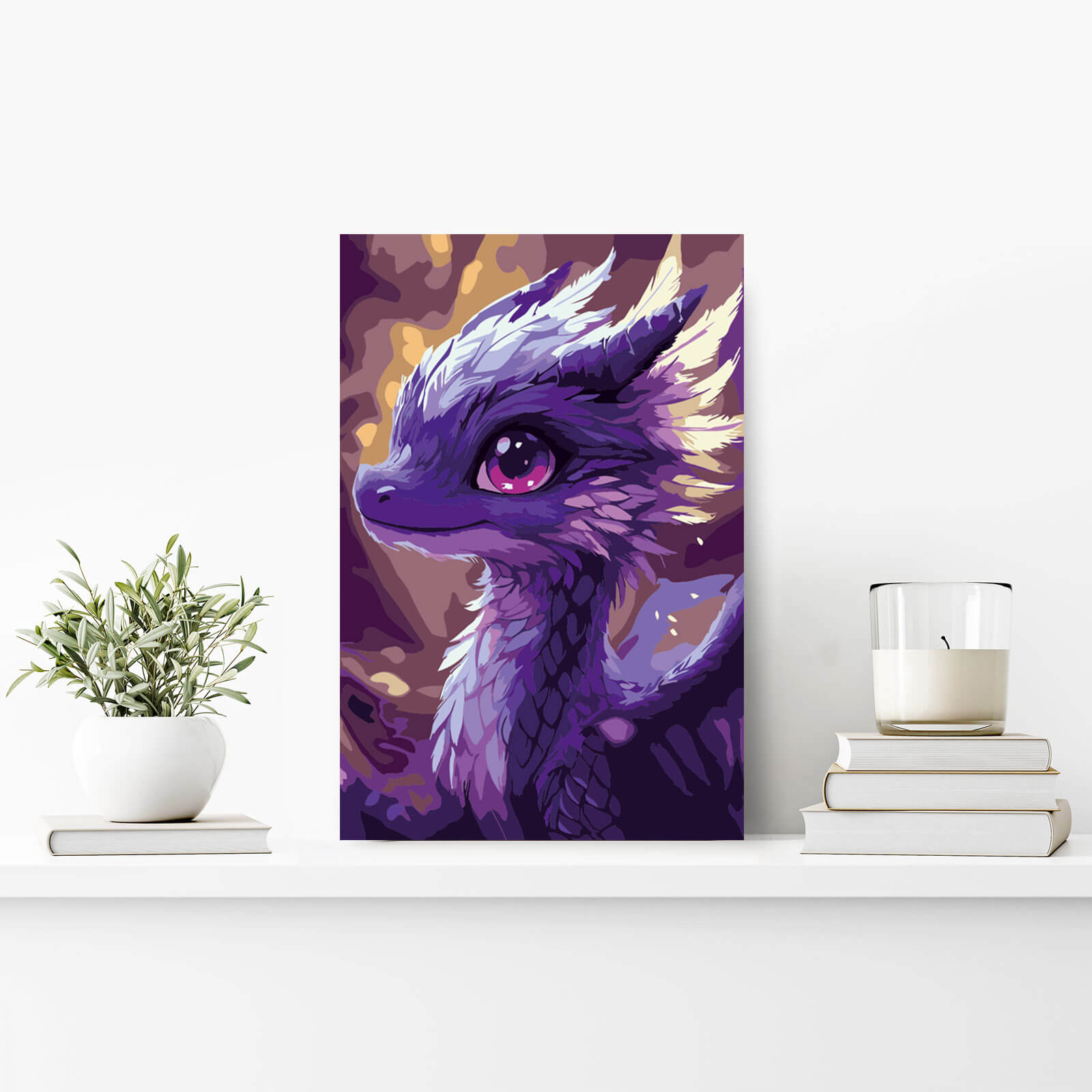 Indygo Dragon MC1159e - obraz malowanie po numerach 20x30 cm na półce w salonie - Värvikas Premium

