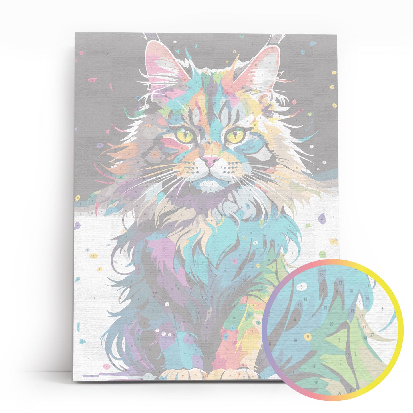 Jasny Maine Coon ME1169e - płótno lniane z ponumerowanymi konturami zbliżenie - malowanie po numerach 30x40 cm Värvikas
