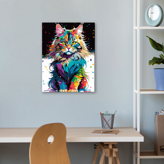 Jasny Maine Coon ME1169e - obraz malowanie po numerach 30x40 cm powieszony na ścianie w biurze - Värvikas Premium
