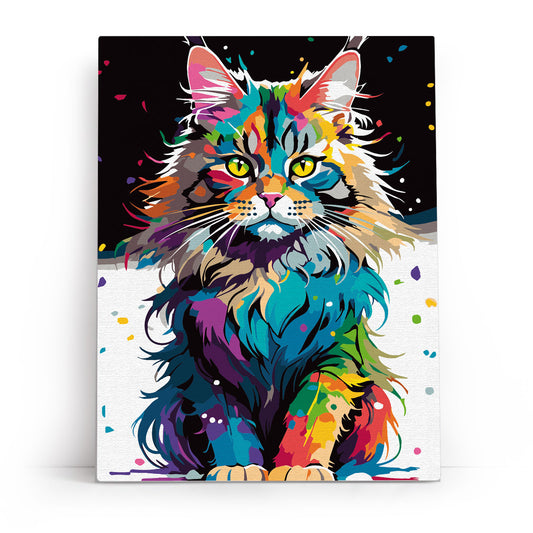 Jasny Maine Coon ME1169e - ukończony obraz akrylowy na płótnie 30x40 cm kolorowy Maine Coon pop-art - Värvikas
