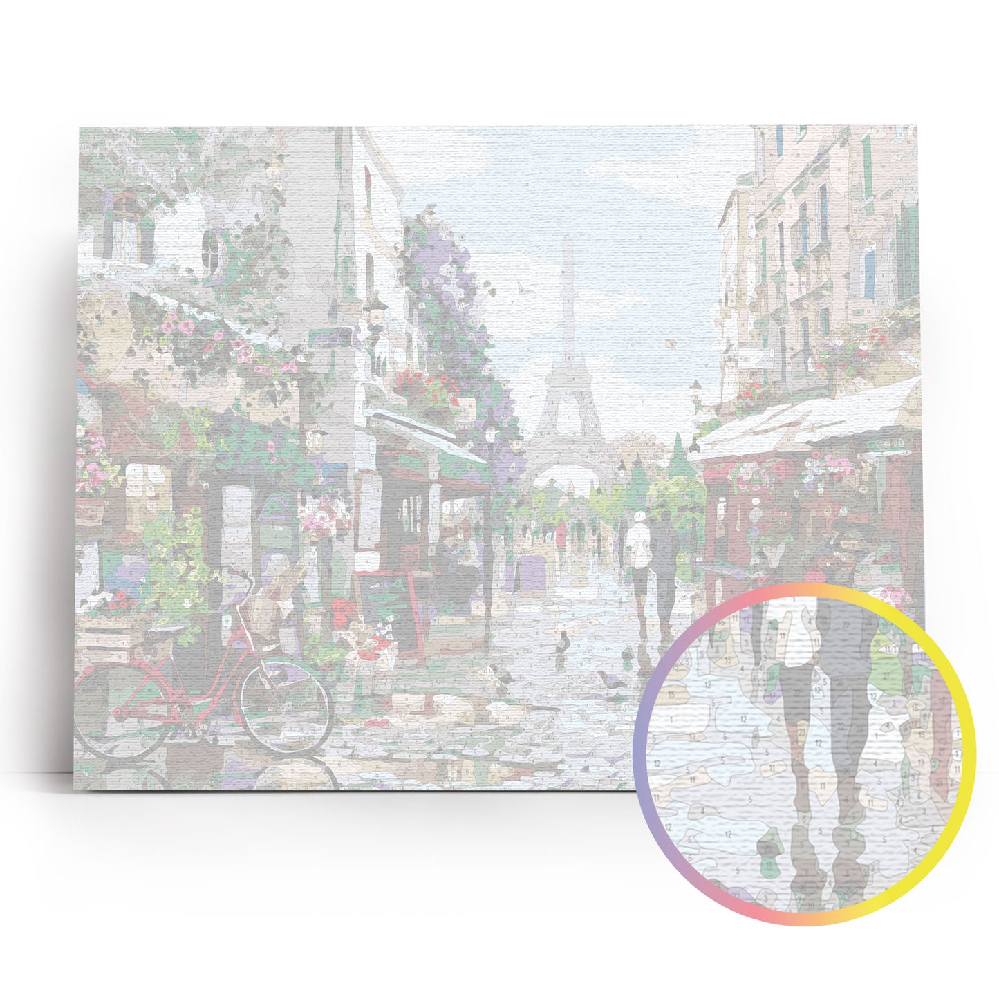 Paryż Wiosną MG2206e - płótno lniane z ponumerowanymi konturami zbliżenie - malowanie po numerach 40x50 cm Värvikas
