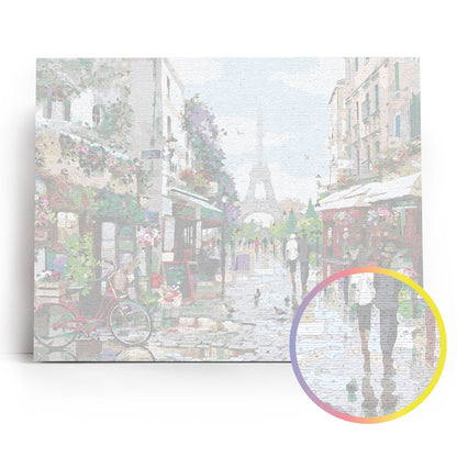 Paryż Wiosną MG2206e - płótno lniane z ponumerowanymi konturami zbliżenie - malowanie po numerach 40x50 cm Värvikas
