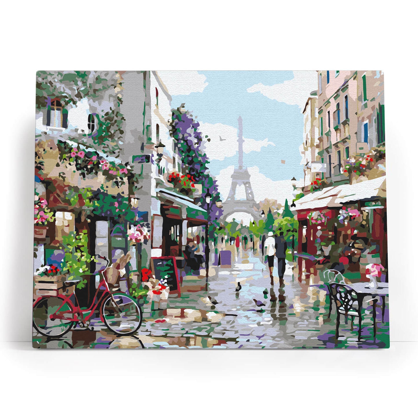 Paryż Wiosną MG2206e - ukończony obraz akrylowy na płótnie 40x50 cm paryska uliczka Wieża Eiffla - Värvikas
