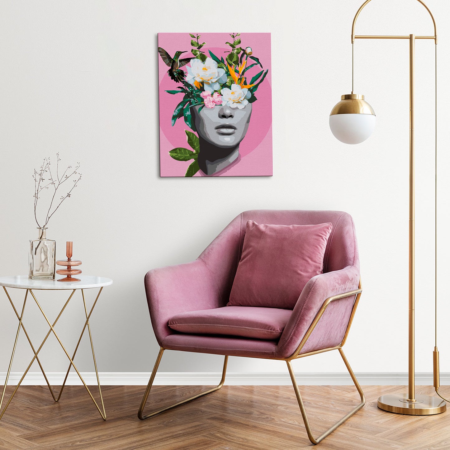 Kwiatowy Sen MG2421e - obraz malowanie po numerach 40x50 cm powieszony na ścianie w salonie - Värvikas Premium
