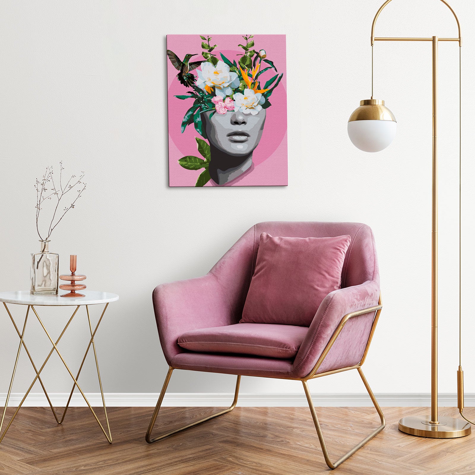 Kwiatowy Sen MG2421e - obraz malowanie po numerach 40x50 cm powieszony na ścianie w salonie - Värvikas Premium