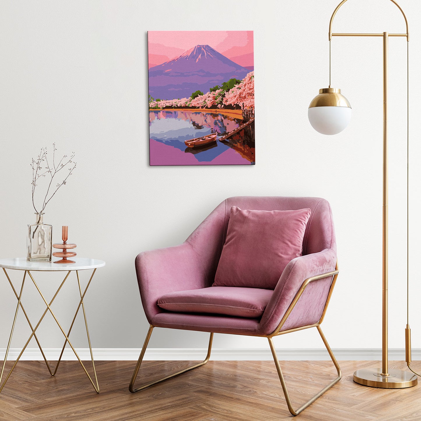 Fioletowy Spokój MG2454e - obraz malowanie po numerach 40x50 cm powieszony na ścianie w salonie - Värvikas Premium