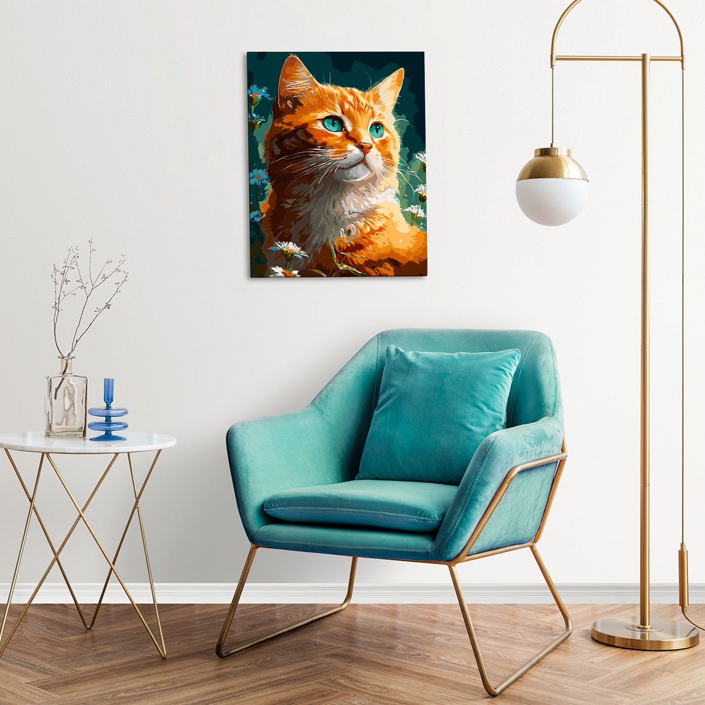 Rudy Kot MG2475e - obraz malowanie po numerach 40x50 cm powieszony na ścianie w salonie - Värvikas Premium