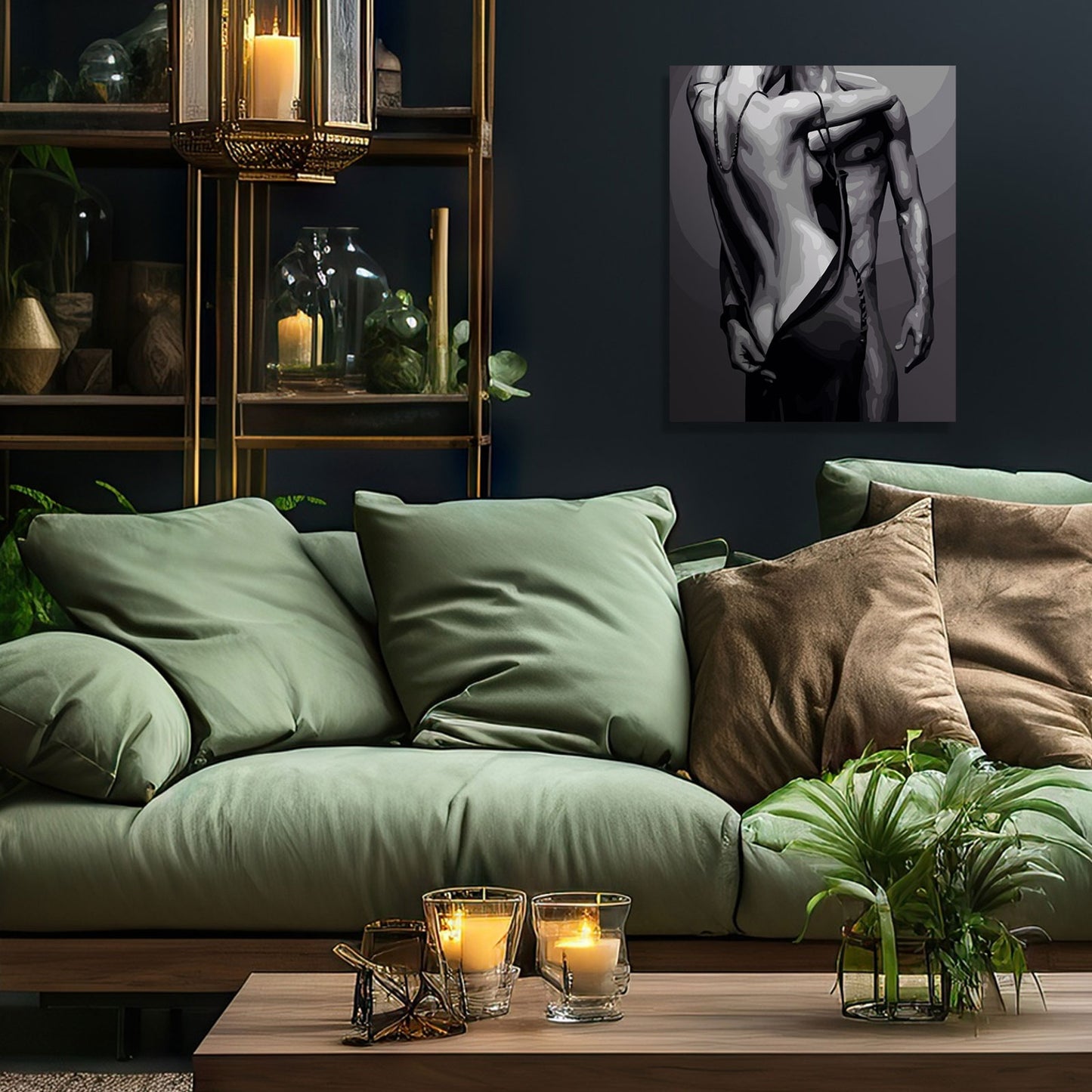 Gra Pasyjna MG2481e - obraz malowanie po numerach 40x50 cm powieszony na ścianie w salonie - Värvikas Premium
