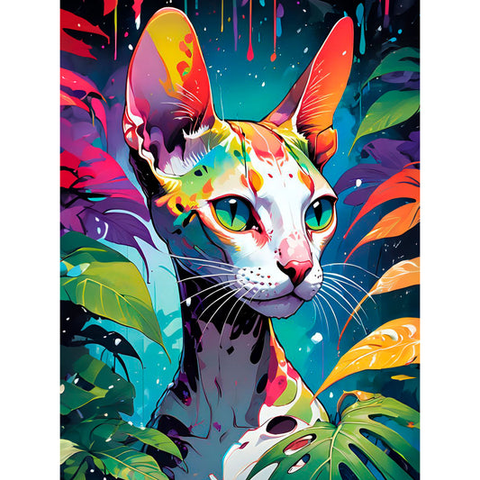 Tropikalny Sfinks MG2493e - wzór referencyjny malowanie po numerach 40x50 cm sfinks dżungla pop-art kolorowy - Värvikas Premium
