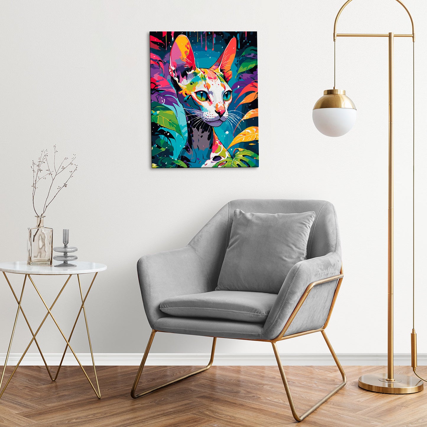 Tropikalny Sfinks MG2493e - obraz malowanie po numerach 40x50 cm powieszony na ścianie w salonie - Värvikas Premium

