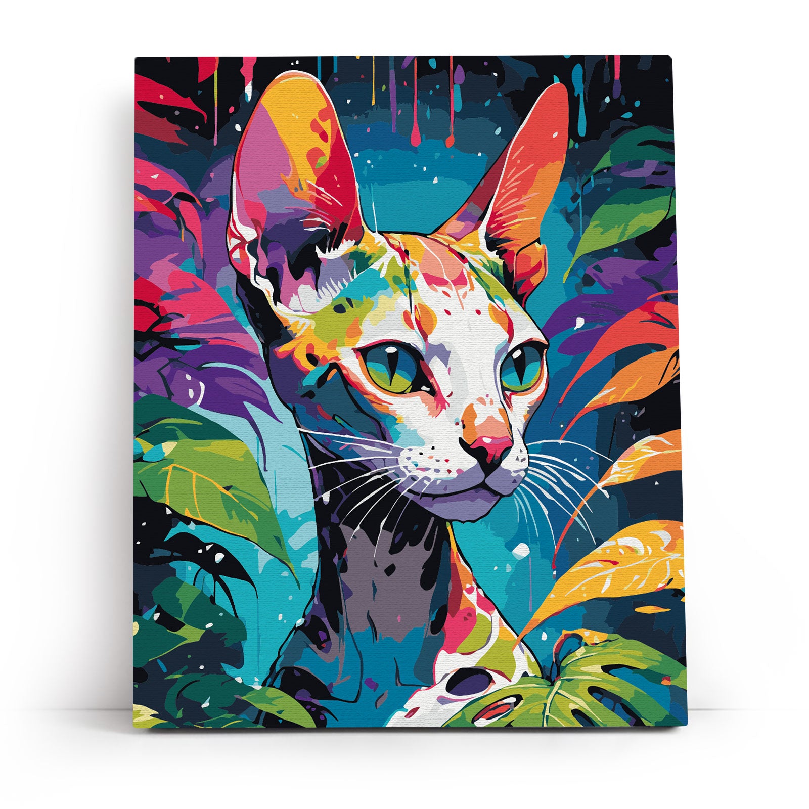 Tropikalny Sfinks MG2493e - ukończony obraz akrylowy na płótnie 40x50 cm sfinks tropikalna dżungla pop-art - Värvikas
