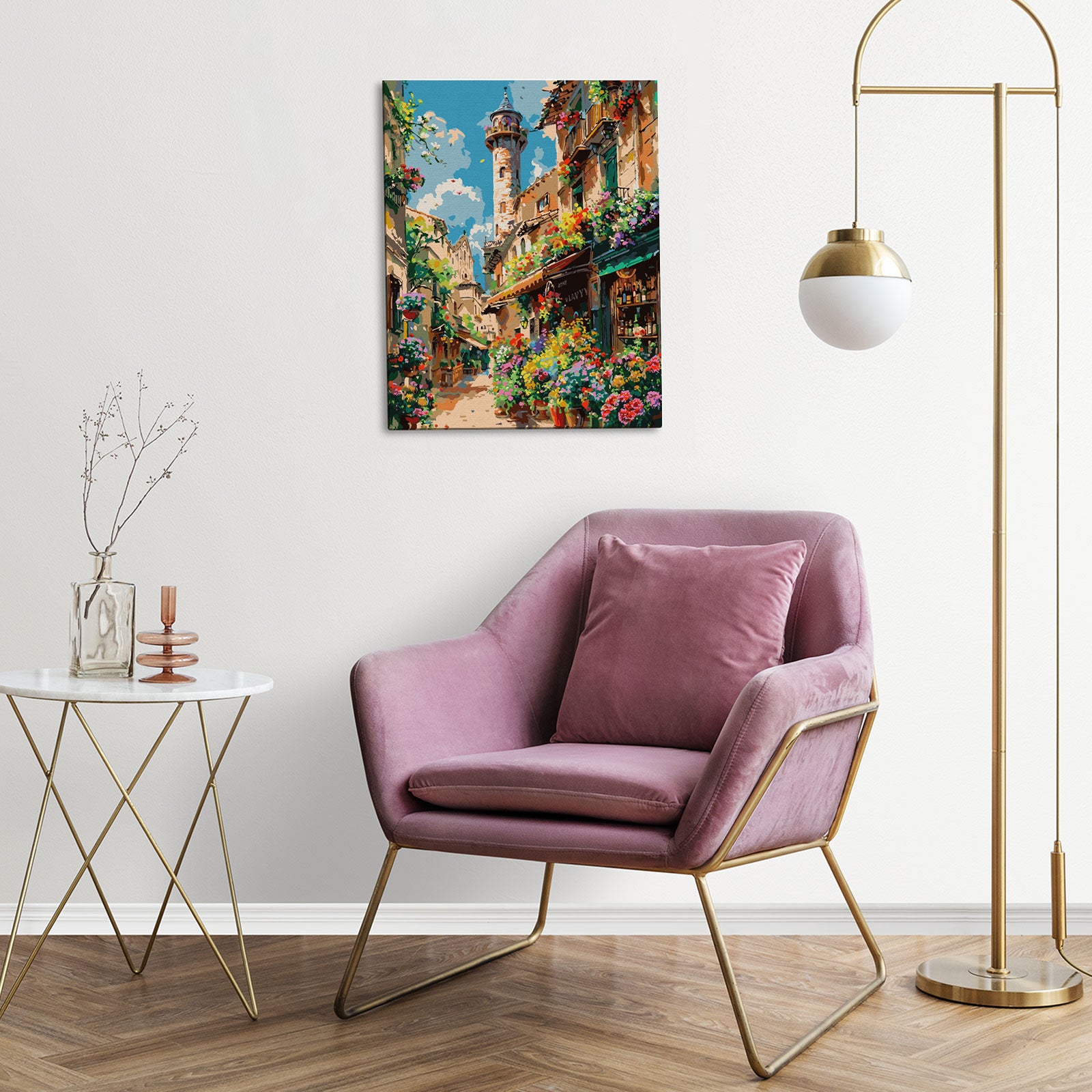 Kwitnąca Ulica MG2509e - obraz malowanie po numerach 40x50 cm powieszony na ścianie w salonie - Värvikas Premium
